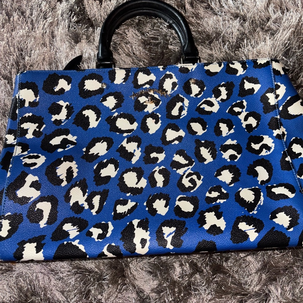 Vivienne Westwood Blue and Black Leopard Satchel